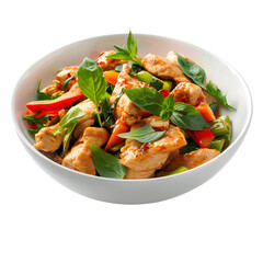 Colorful Chicken Stir-Fry with Vegetables on transparent background