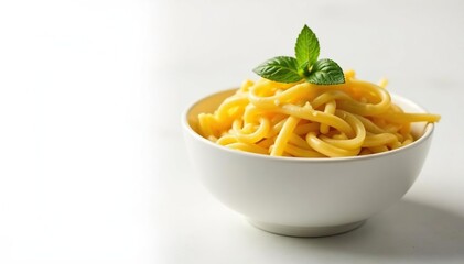 Bowl of fresh pasta, against white background , italian, meal, spaghetti