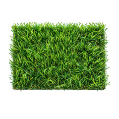 A square of artificial green grass on blackground