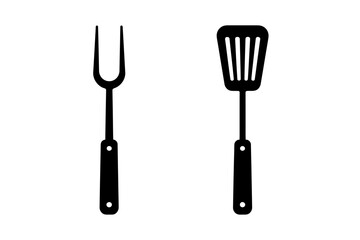 Barbecue fork and spatula grilling tools vector