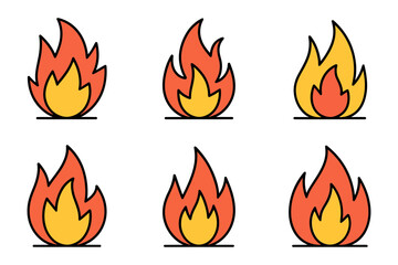 Collection of fire flames vector graphic elements