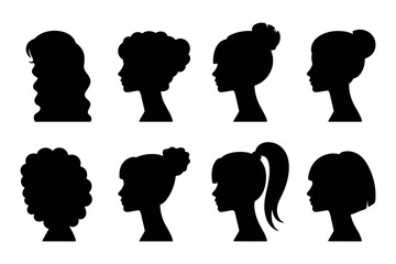 Silhouettes of woman hairstyles and hair fashion