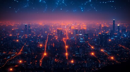 Fototapeta premium A futuristic energy grid using AI and IoT to balance power distribution in a smart city