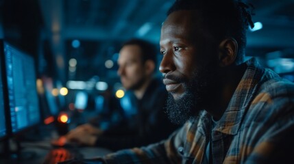 Obraz premium Focused team working late-night