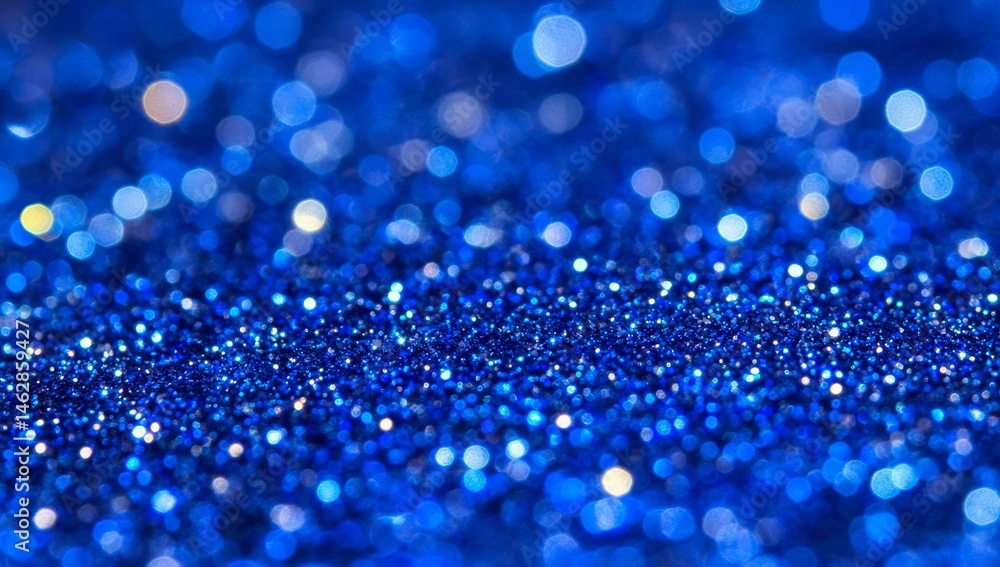 Poster the image showcases a deep blue glitter background that includes a bokeh effect and sparkling lights