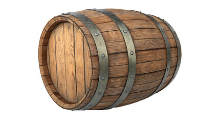 wooden barrel isolated on white background PNG. AI GENERATED