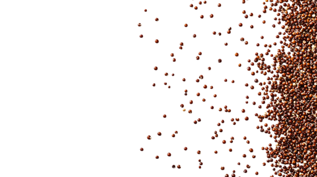 Close-Up of Quinoa Grains Scattered, Centered Composition, Clean Background

