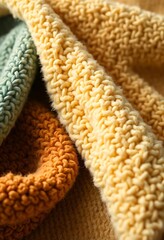 close up of a pile of knitted items