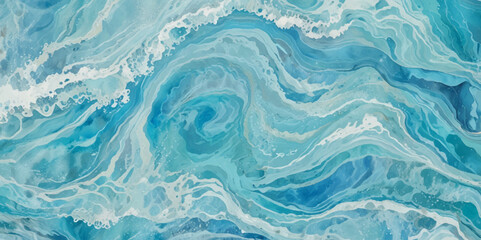 
Vector watercolor ocean wave line blue and white background. Ocean sea art with natural template. Seamless soft blue ocean pattern wave water background.
