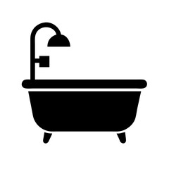 Bathtub silhouette on transparent background for web and graphic design