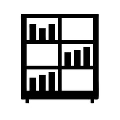 Bookshelf silhouette on transparent background for web and graphic design
