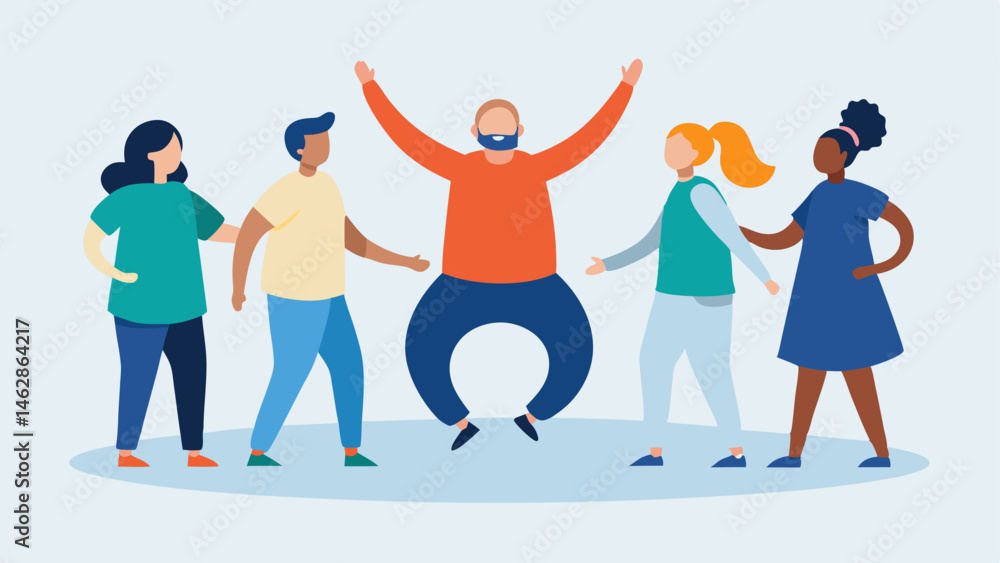 Poster group dance circle a diverse group of individuals with different disabilities is gathered in a circl