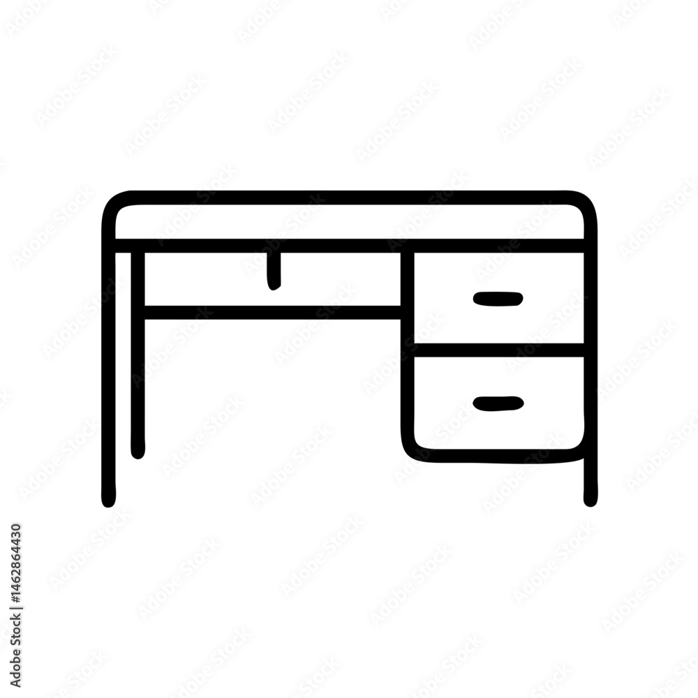 Poster desk with drawers on transparent background for web and graphic design