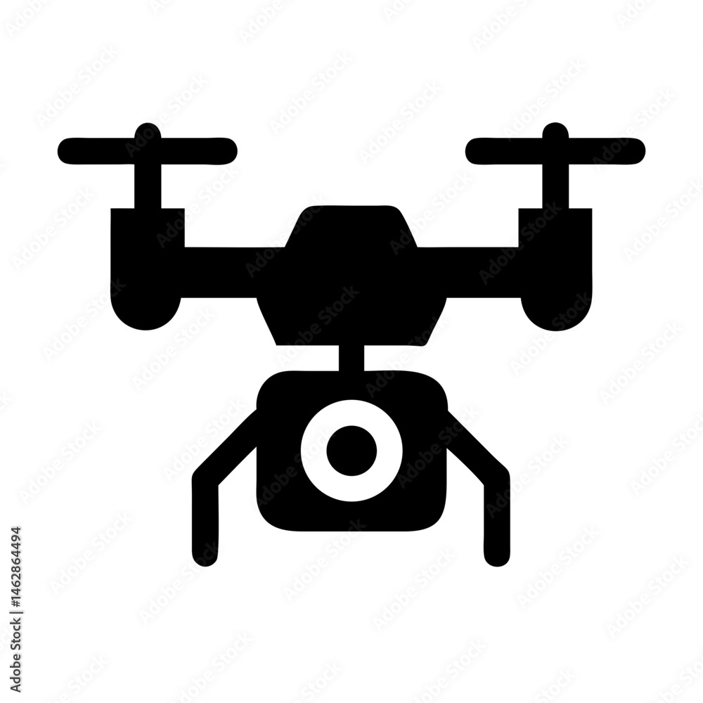 Poster drone with camera silhouette on transparent background for web and graphic design