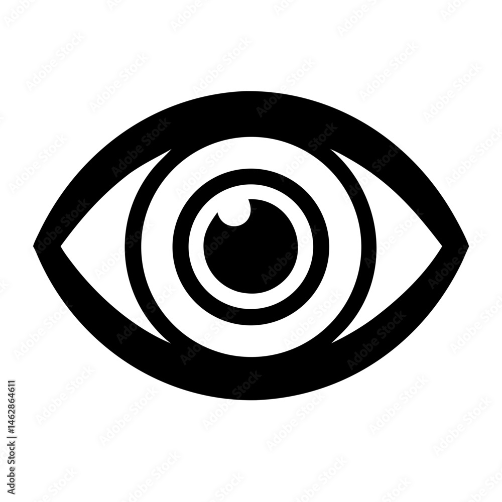 Poster eye with image silhouette on transparent background for web and graphic design
