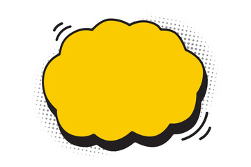Cartoon effect yellow speech bubble comic design element, empty balloon bubble speech retro