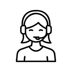 Female developer with headset on transparent background for web and graphic design