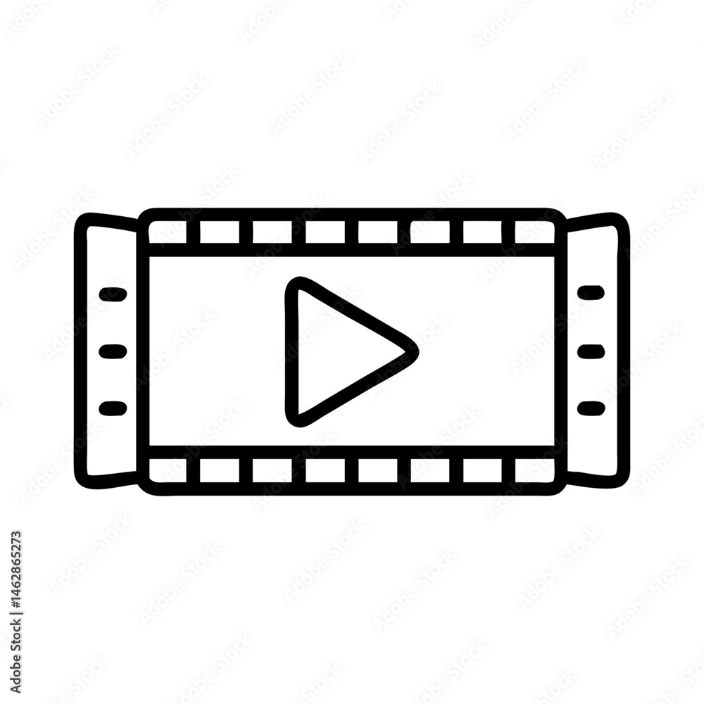 Poster film strip with play button on transparent background for web and graphic design