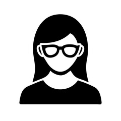 female with glasses silhouette on transparent background for web and graphic design