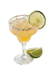 Fototapeta premium Fresh margarita cocktail with lime isolated on transparent background
