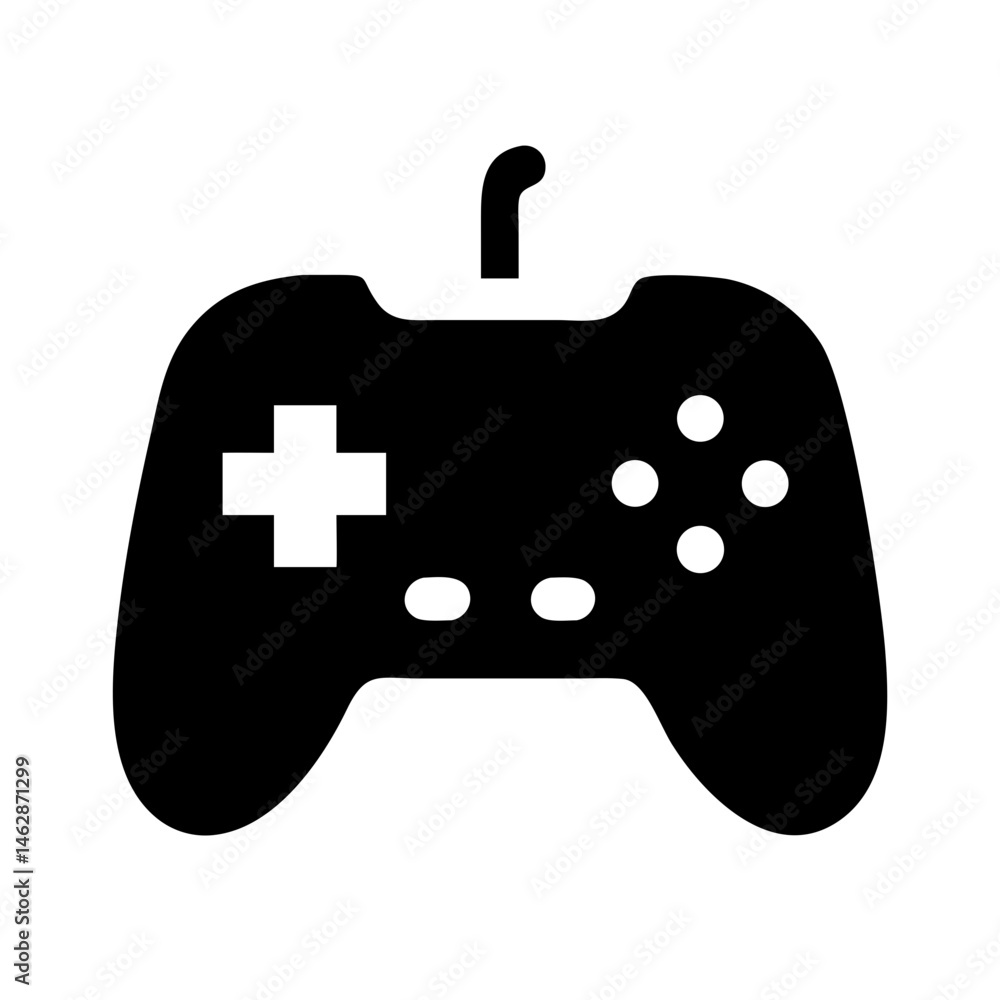 Poster game controller silhouette on transparent background for web and graphic design
