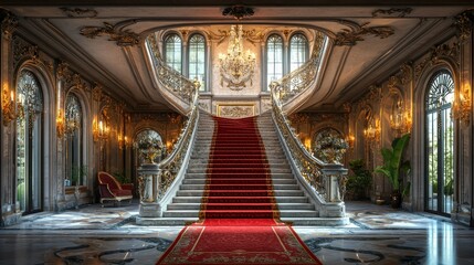 Obraz premium Grand Staircase in a Luxurious Mansion (1)