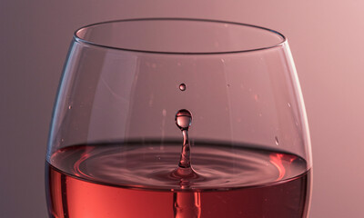Macro of Rosé Wine Droplet Sliding on Glass

