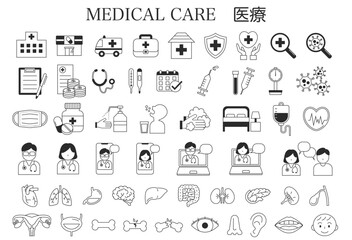 医療、病院、健康関連のイラストセット