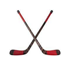 a vector illustration of a two crossed hockey sticks against a white background