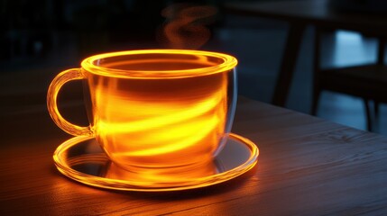 Glowing Tea Cafe Night Warmth Relaxation