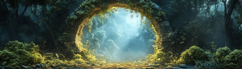 Exploring enchanted forests mystical light through nature's portal dreamy landscape ethereal environment