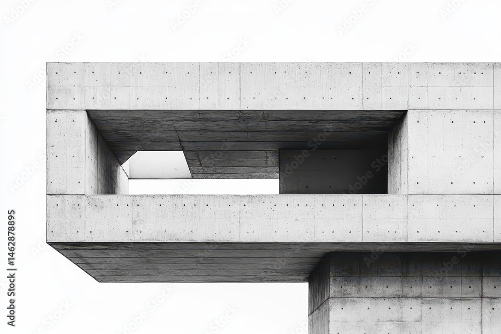 Poster modern architectural structure showcasing geometric design in a minimalist style, emphasizing concre