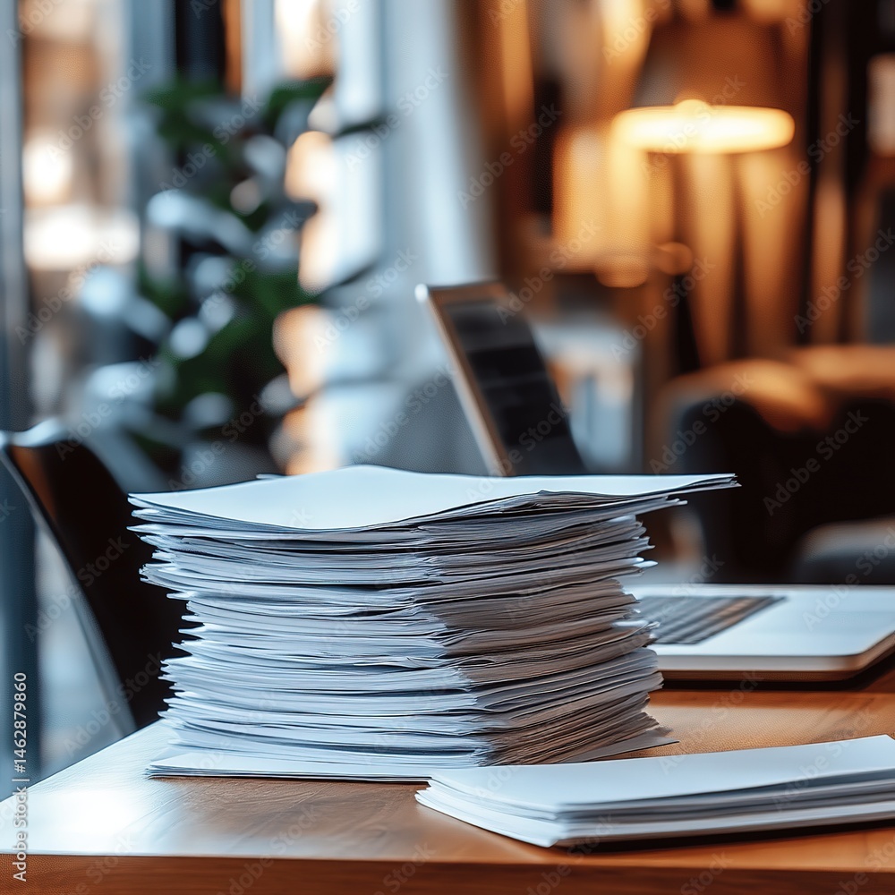 Poster document management workflow office space digital organization modern environment overhead view prod