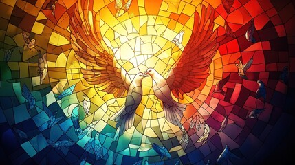Obraz premium Symbolic unity of love and freedom artistic mosaic colorful background spiritual concept