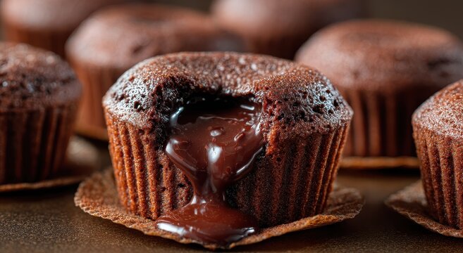 Decadent Molten Chocolate Lava Cakes, Close-up