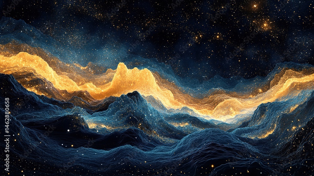 Poster ethereal cosmic waves outer space digital art surreal environment celestial view abstract concept