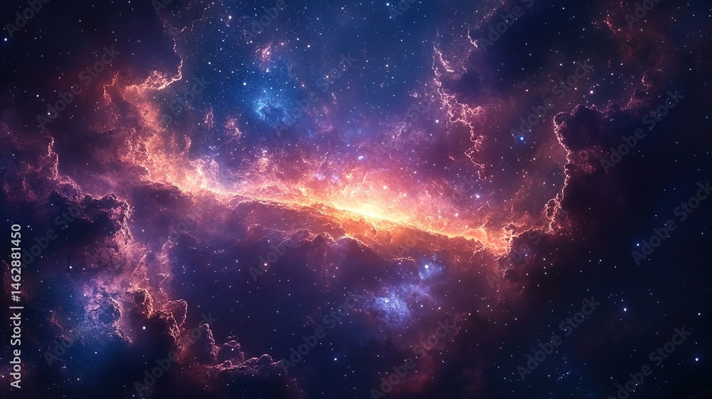 Poster cosmic explosion in deep space stunning nebula visualization outer space celestial environment wide 