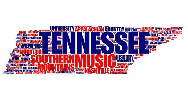 Tennessee map tag cloud animated collage