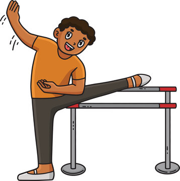 boy stretching leg on barre clip art preview