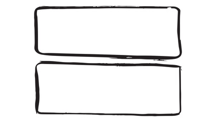 Set of messy black frames on white background, collection of grunge borders drawn with ink, uneven frames hand drawn, design elements for banner, card, invitation, dirty borders, abstract templates