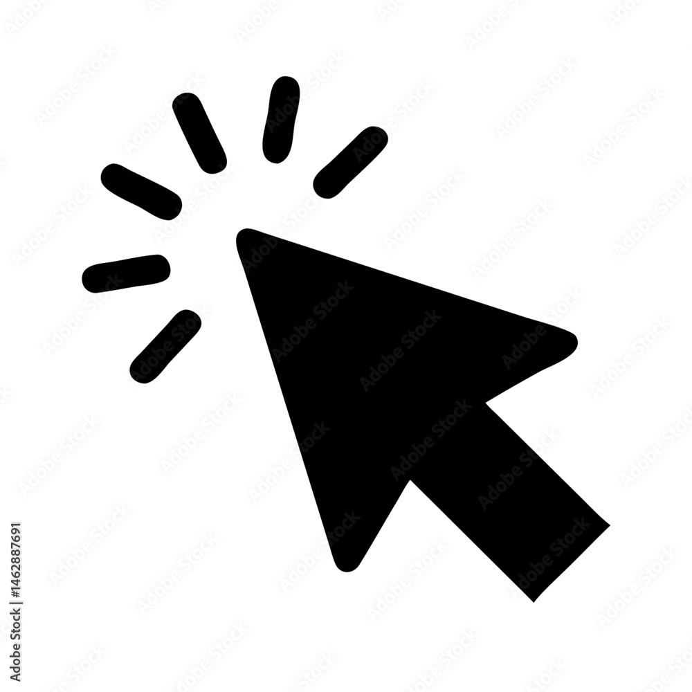 Poster mouse click silhouette on transparent background for web and graphic design