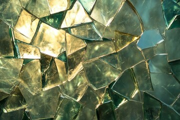 Golden and green crystal shards creating a luxurious textured background