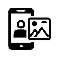 mobile device with photo silhouette on transparent background for web and graphic design