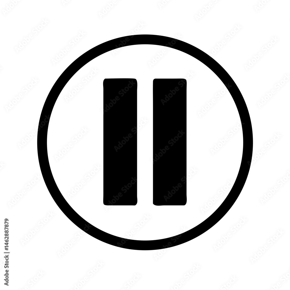 Poster pause symbol silhouette on transparent background for web and graphic design