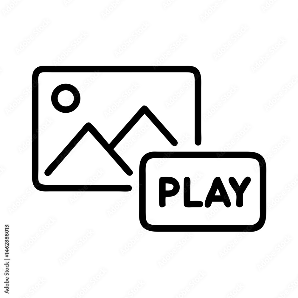 Poster photo gallery with play icon on transparent background for web and graphic design