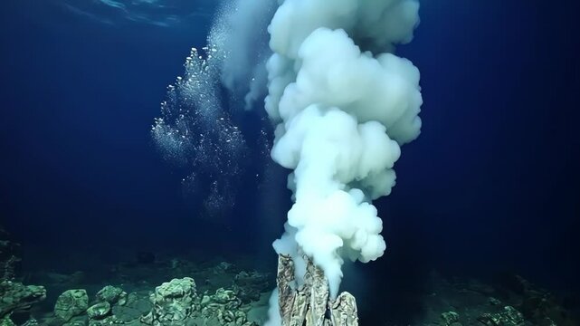 Underwater volcanic vent releasing heated water into deep sea