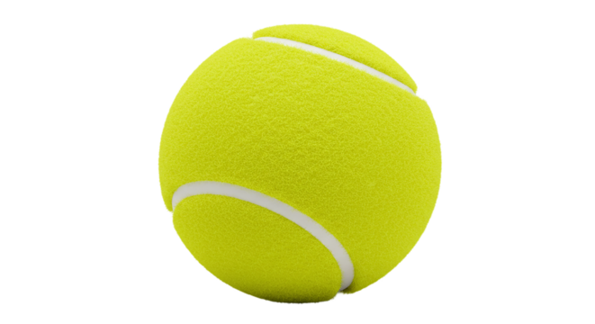 Yellow Tennis Ball - A highly detailed 3D illustration of a yellow tennis ball, featuring textured surface for sports-themed designs, particularly tennis courts or equipment.