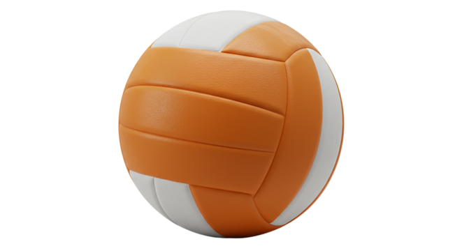 Orange Volleyball Closeup - 3D close-up shot of a textured orange volleyball, perfect for sports designs related to indoor or beach volleyball games and competitions.