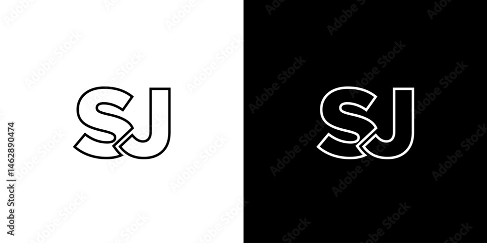 Poster letter s and j, sj logo design template. minimal monogram initial based logotype.