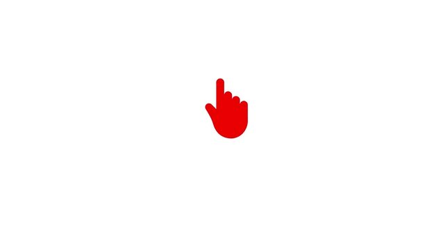 Mouse pointer hand icon indicating upwards. push arrow icon animation. on white background